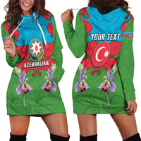 Personalized Azerbaijan Hoodie Dress Khari Bulbul Buta Pattern Emblem Flame