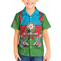 Personalized Azerbaijan Kid Hawaiian Shirt Khari Bulbul Buta Pattern Emblem Flame