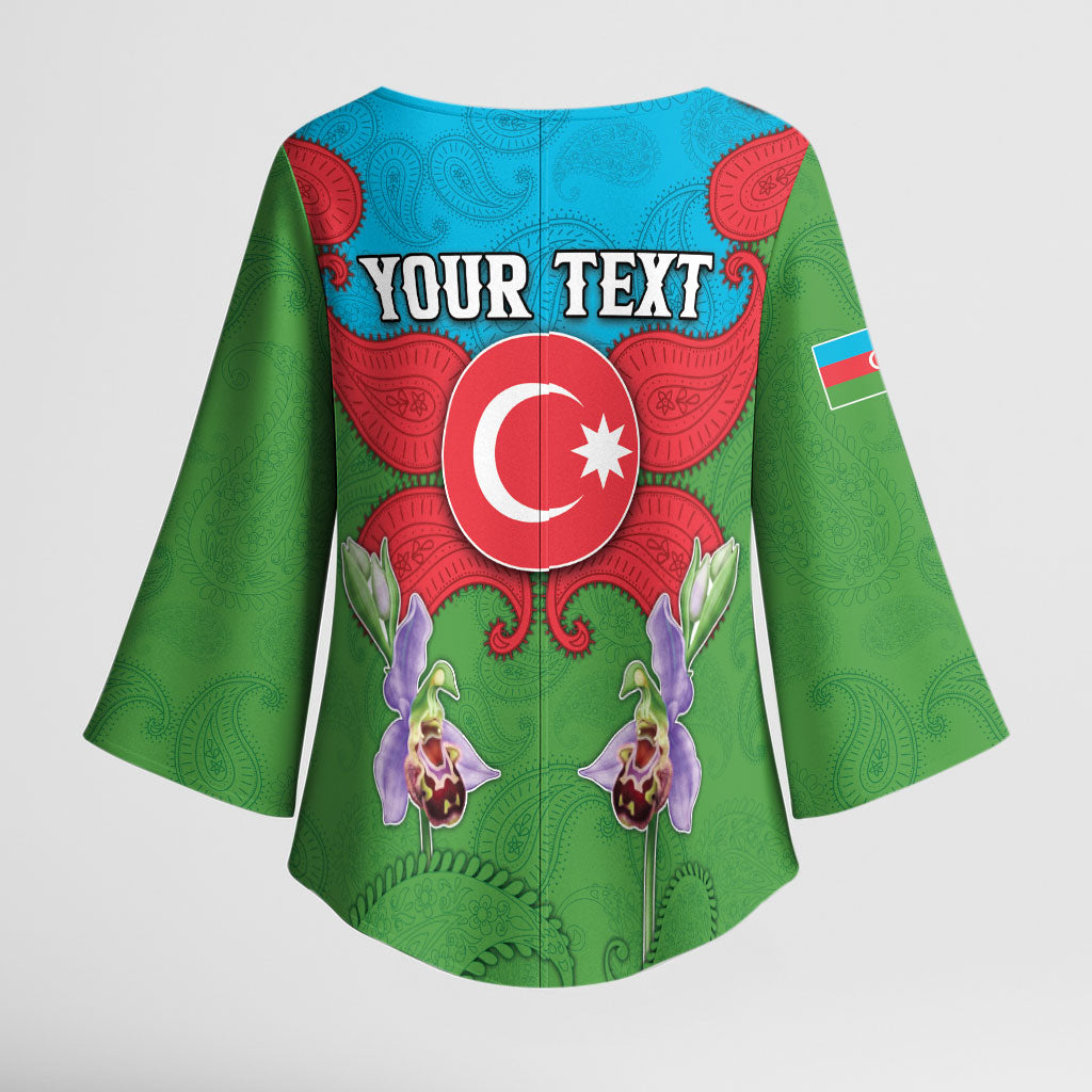 Personalized Azerbaijan Kimono Sleeve Blouse Khari Bulbul Buta Pattern Emblem Flame