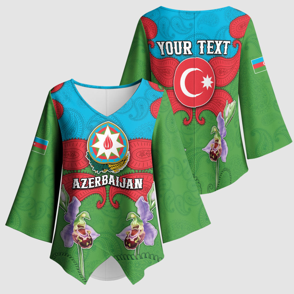 Personalized Azerbaijan Kimono Sleeve Blouse Khari Bulbul Buta Pattern Emblem Flame