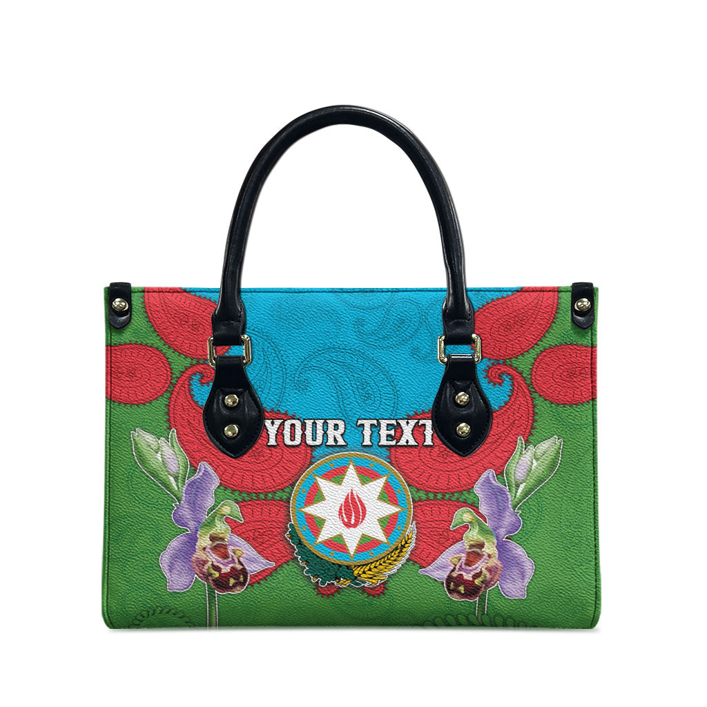 Personalized Azerbaijan Leather Bag Khari Bulbul Buta Pattern Emblem Flame