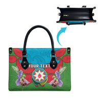 Personalized Azerbaijan Leather Bag Khari Bulbul Buta Pattern Emblem Flame