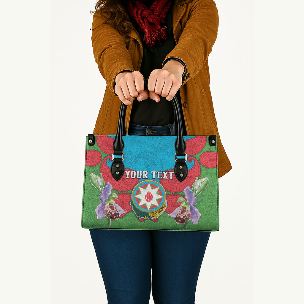 Personalized Azerbaijan Leather Bag Khari Bulbul Buta Pattern Emblem Flame