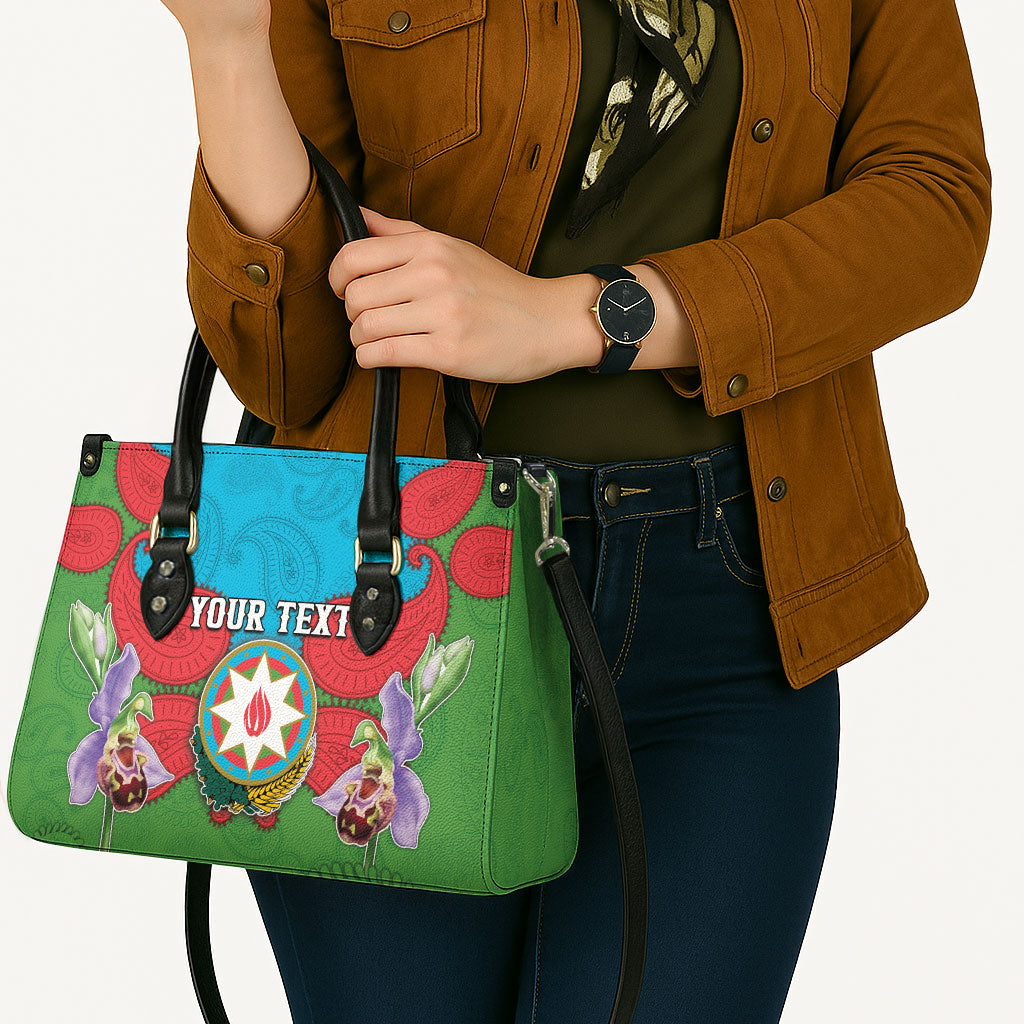 Personalized Azerbaijan Leather Bag Khari Bulbul Buta Pattern Emblem Flame