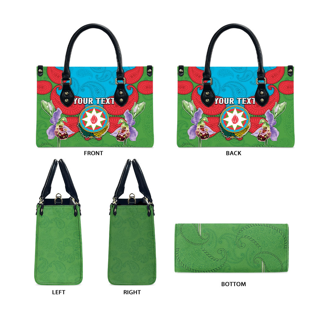 Personalized Azerbaijan Leather Bag Khari Bulbul Buta Pattern Emblem Flame