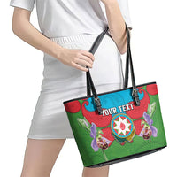 Personalized Azerbaijan Leather Tote Bag Khari Bulbul Buta Pattern Emblem Flame