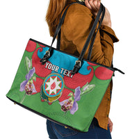 Personalized Azerbaijan Leather Tote Bag Khari Bulbul Buta Pattern Emblem Flame