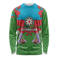 Personalized Azerbaijan Long Sleeve Shirt Khari Bulbul Buta Pattern Emblem Flame