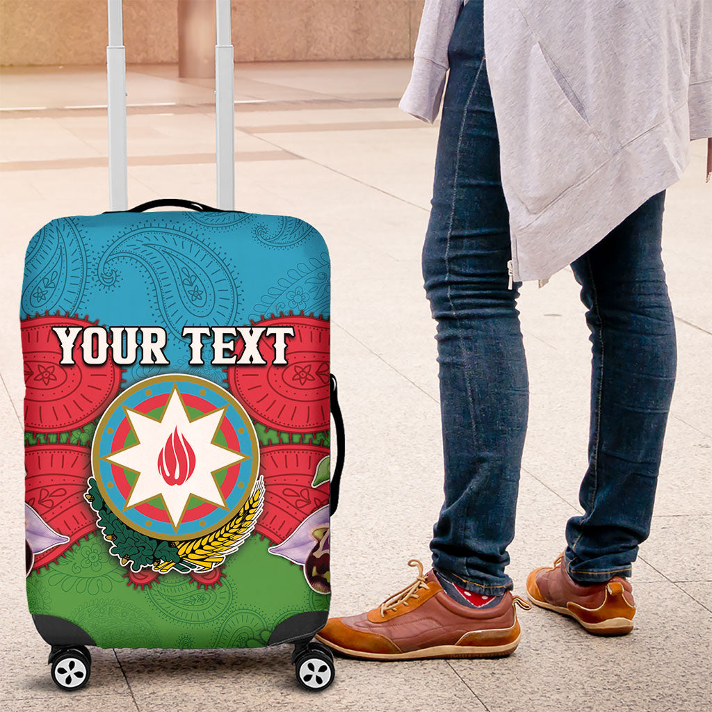 Personalized Azerbaijan Luggage Cover Khari Bulbul Buta Pattern Emblem Flame