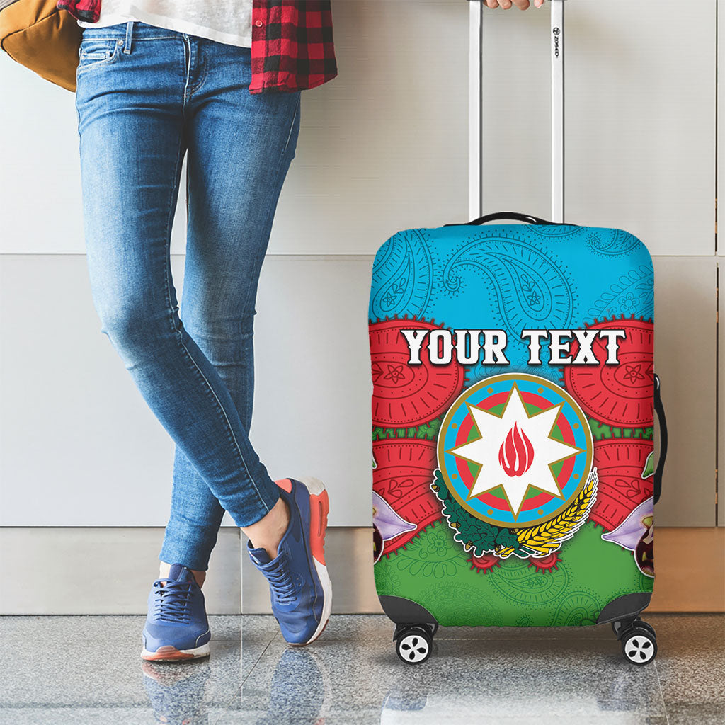 Personalized Azerbaijan Luggage Cover Khari Bulbul Buta Pattern Emblem Flame
