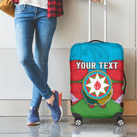 Personalized Azerbaijan Luggage Cover Khari Bulbul Buta Pattern Emblem Flame