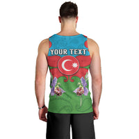 Personalized Azerbaijan Men Tank Top Khari Bulbul Buta Pattern Emblem Flame