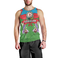 Personalized Azerbaijan Men Tank Top Khari Bulbul Buta Pattern Emblem Flame