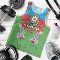 Personalized Azerbaijan Men Tank Top Khari Bulbul Buta Pattern Emblem Flame