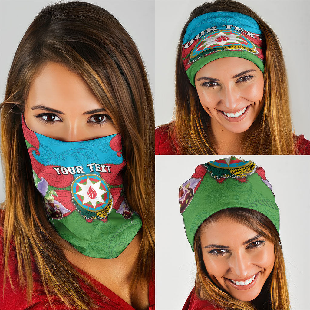 Personalized Azerbaijan Neck Gaiter Khari Bulbul Buta Pattern Emblem Flame