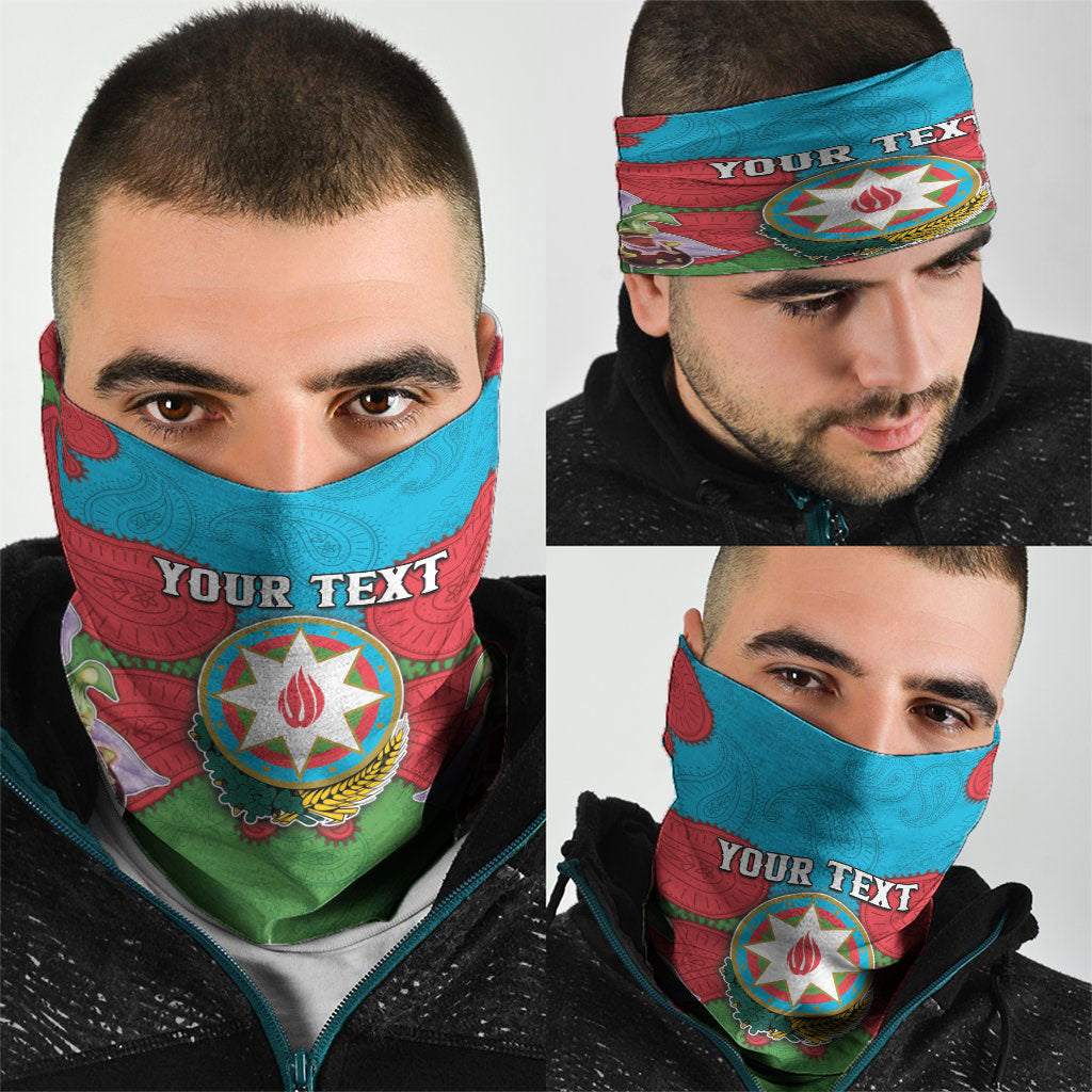 Personalized Azerbaijan Neck Gaiter Khari Bulbul Buta Pattern Emblem Flame