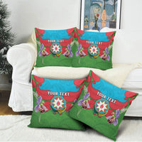 Personalized Azerbaijan Pillow Cover Khari Bulbul Buta Pattern Emblem Flame
