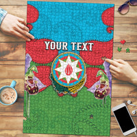 Personalized Azerbaijan Puzzle Khari Bulbul Buta Pattern Emblem Flame