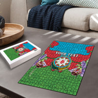 Personalized Azerbaijan Puzzle Khari Bulbul Buta Pattern Emblem Flame