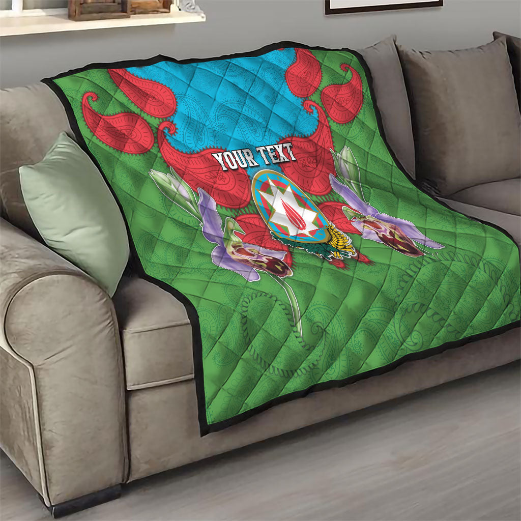 Personalized Azerbaijan Quilt Khari Bulbul Buta Pattern Emblem Flame