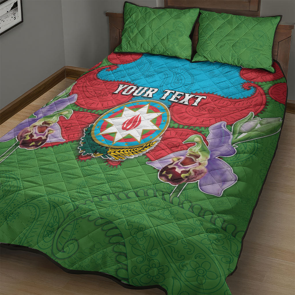 Personalized Azerbaijan Quilt Bed Set Khari Bulbul Buta Pattern Emblem Flame