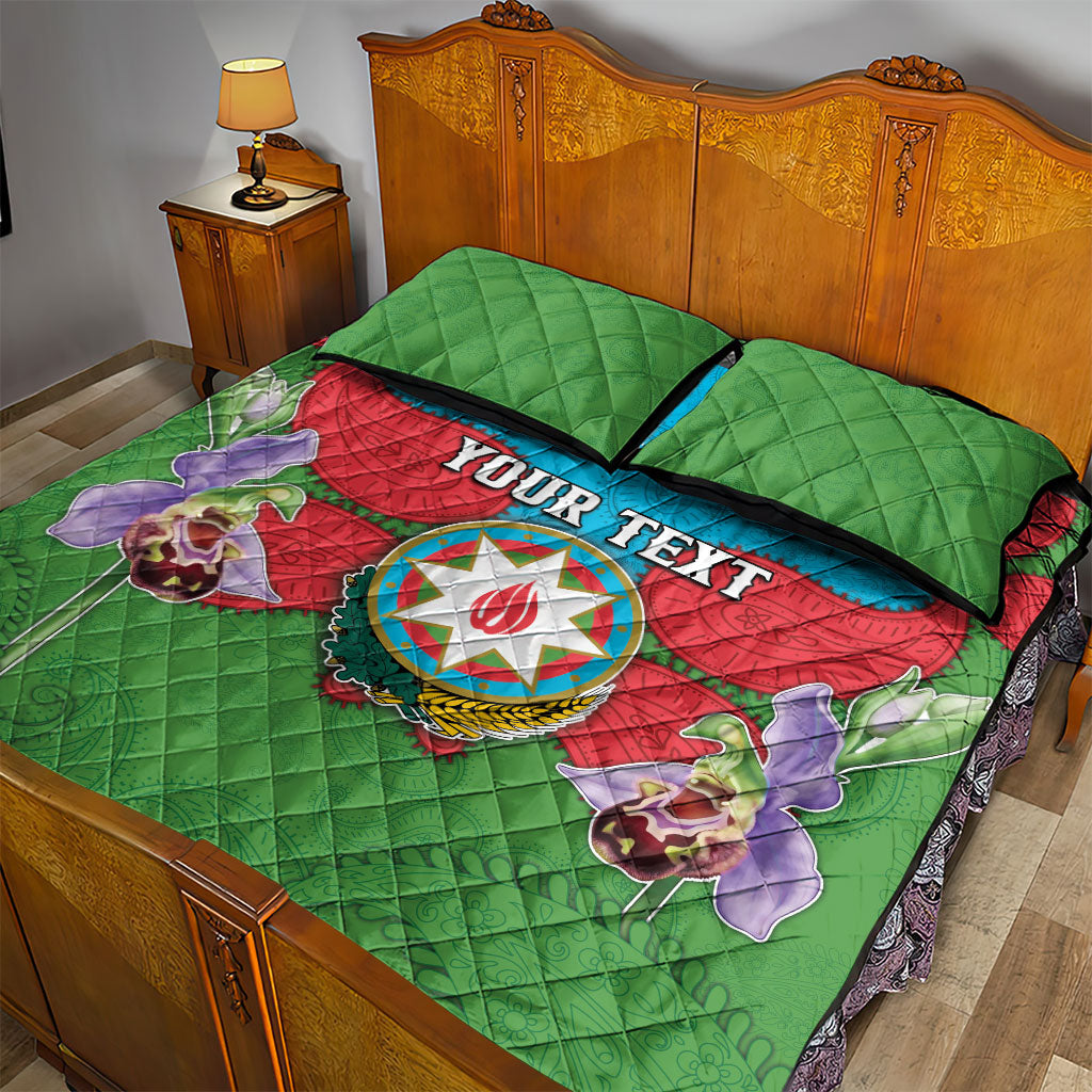 Personalized Azerbaijan Quilt Bed Set Khari Bulbul Buta Pattern Emblem Flame