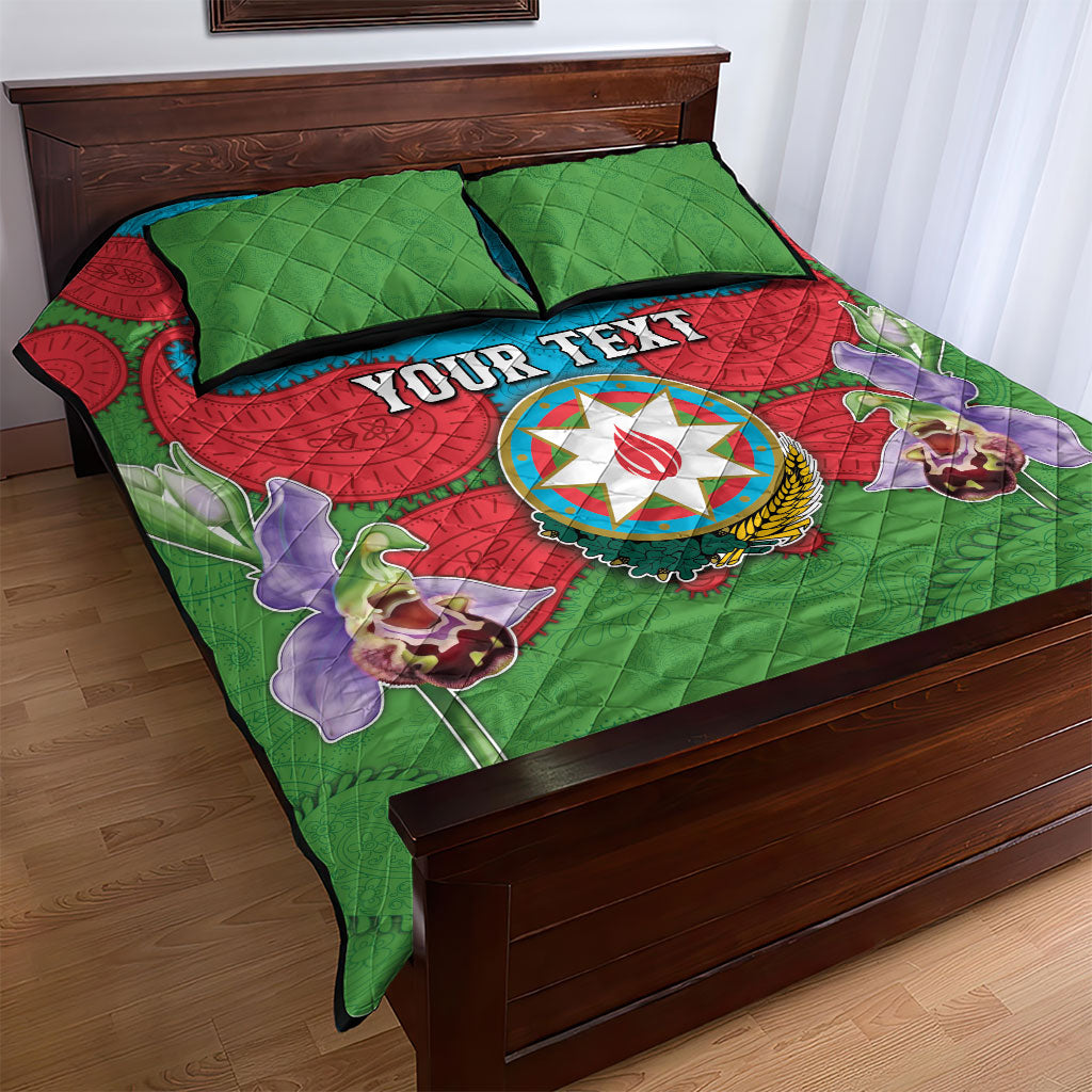 Personalized Azerbaijan Quilt Bed Set Khari Bulbul Buta Pattern Emblem Flame