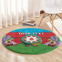 Personalized Azerbaijan Round Carpet Khari Bulbul Buta Pattern Emblem Flame