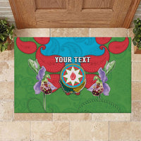 Personalized Azerbaijan Rubber Doormat Khari Bulbul Buta Pattern Emblem Flame