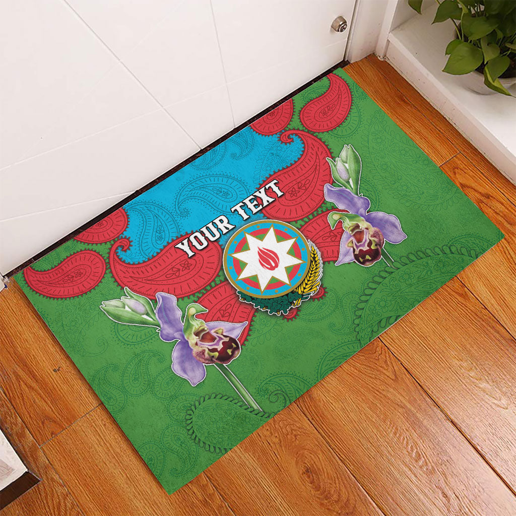 Personalized Azerbaijan Rubber Doormat Khari Bulbul Buta Pattern Emblem Flame