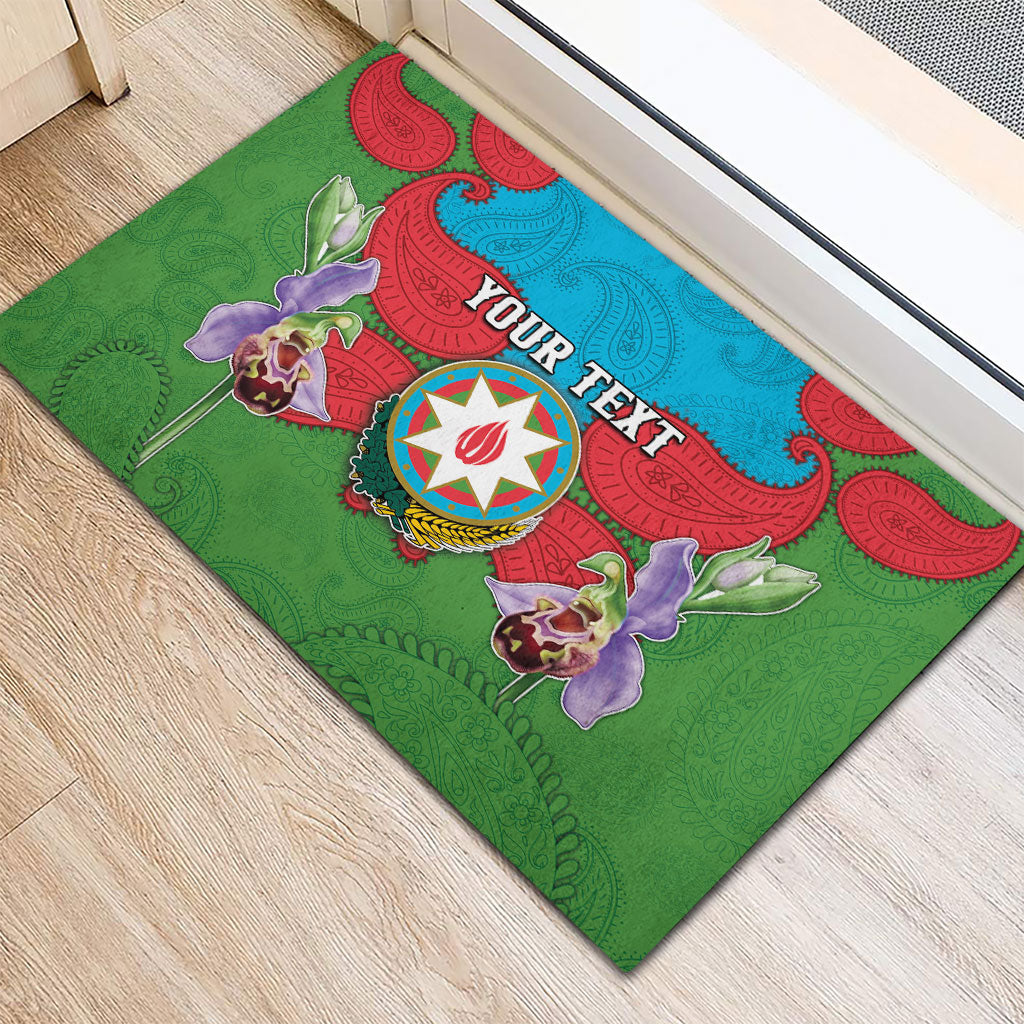 Personalized Azerbaijan Rubber Doormat Khari Bulbul Buta Pattern Emblem Flame