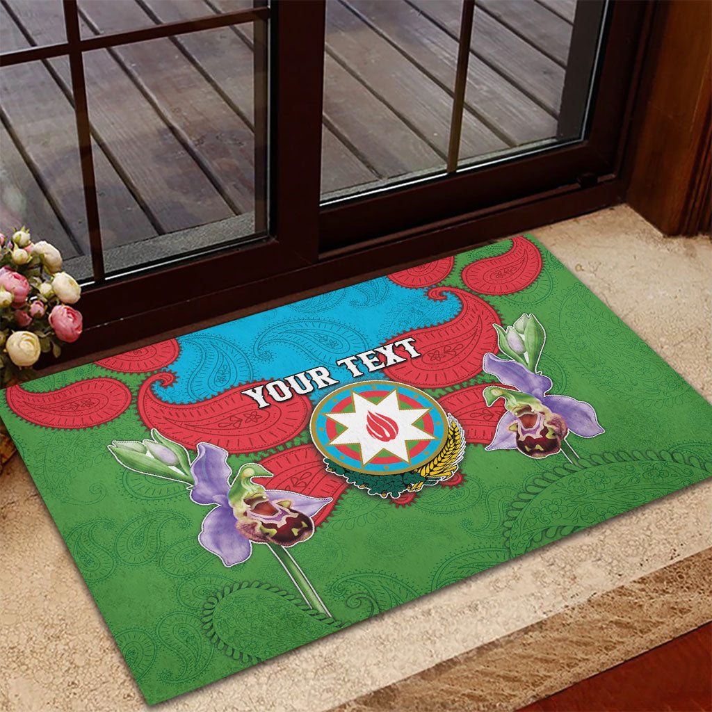 Personalized Azerbaijan Rubber Doormat Khari Bulbul Buta Pattern Emblem Flame