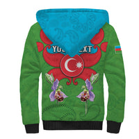 Personalized Azerbaijan Sherpa Hoodie Khari Bulbul Buta Pattern Emblem Flame