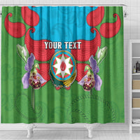 Personalized Azerbaijan Shower Curtain Khari Bulbul Buta Pattern Emblem Flame