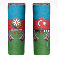 Personalized Azerbaijan Skinny Tumbler Khari Bulbul Buta Pattern Emblem Flame