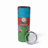 Personalized Azerbaijan Skinny Tumbler Khari Bulbul Buta Pattern Emblem Flame