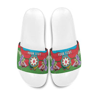 Personalized Azerbaijan Slide Sandals Khari Bulbul Buta Pattern Emblem Flame