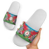 Personalized Azerbaijan Slide Sandals Khari Bulbul Buta Pattern Emblem Flame