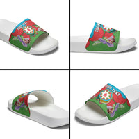 Personalized Azerbaijan Slide Sandals Khari Bulbul Buta Pattern Emblem Flame