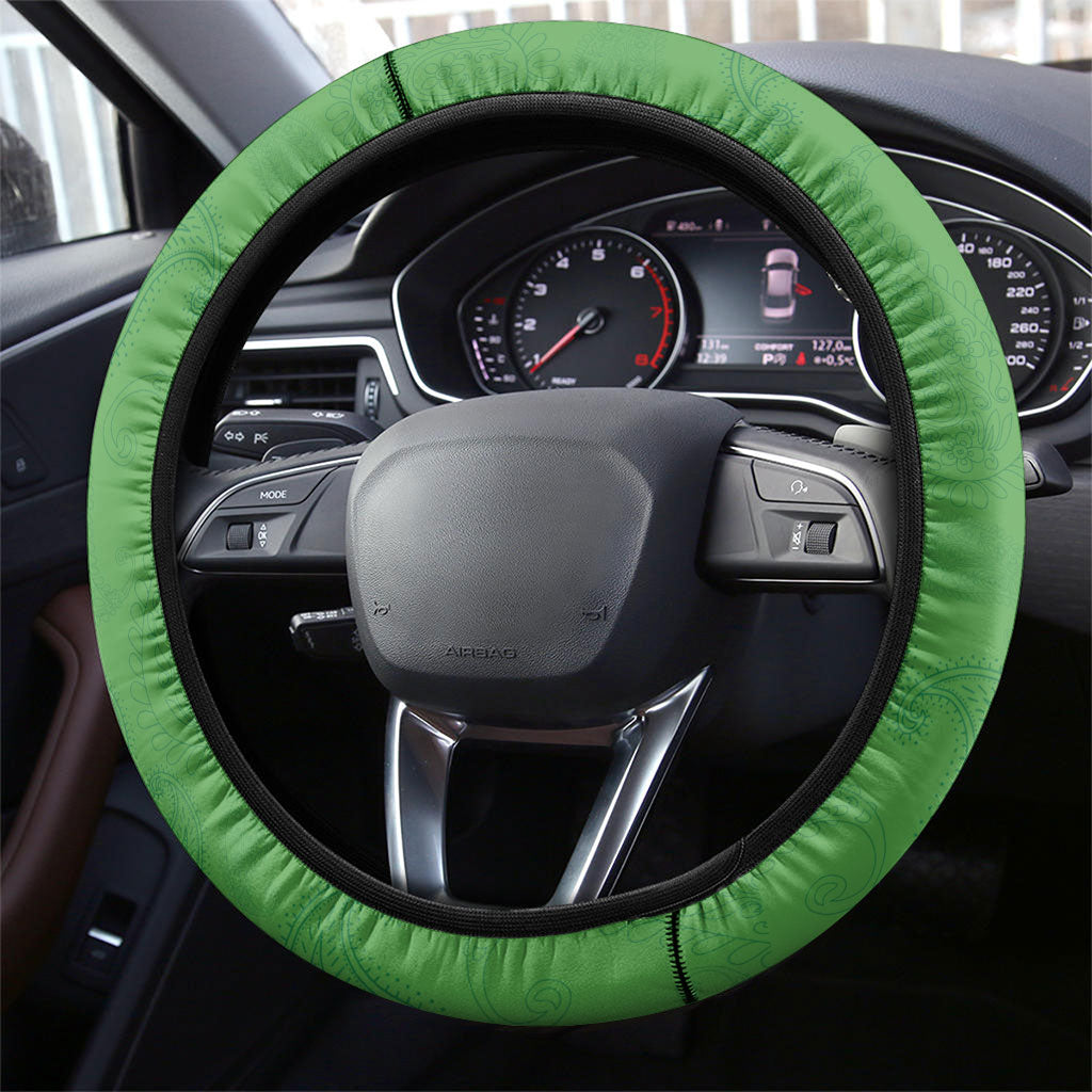 Azerbaijan Steering Wheel Cover Khari Bulbul Buta Pattern Emblem Flame