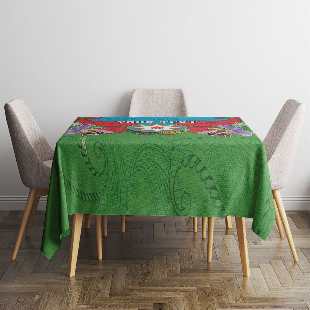 Personalized Azerbaijan Tablecloth Khari Bulbul Buta Pattern Emblem Flame