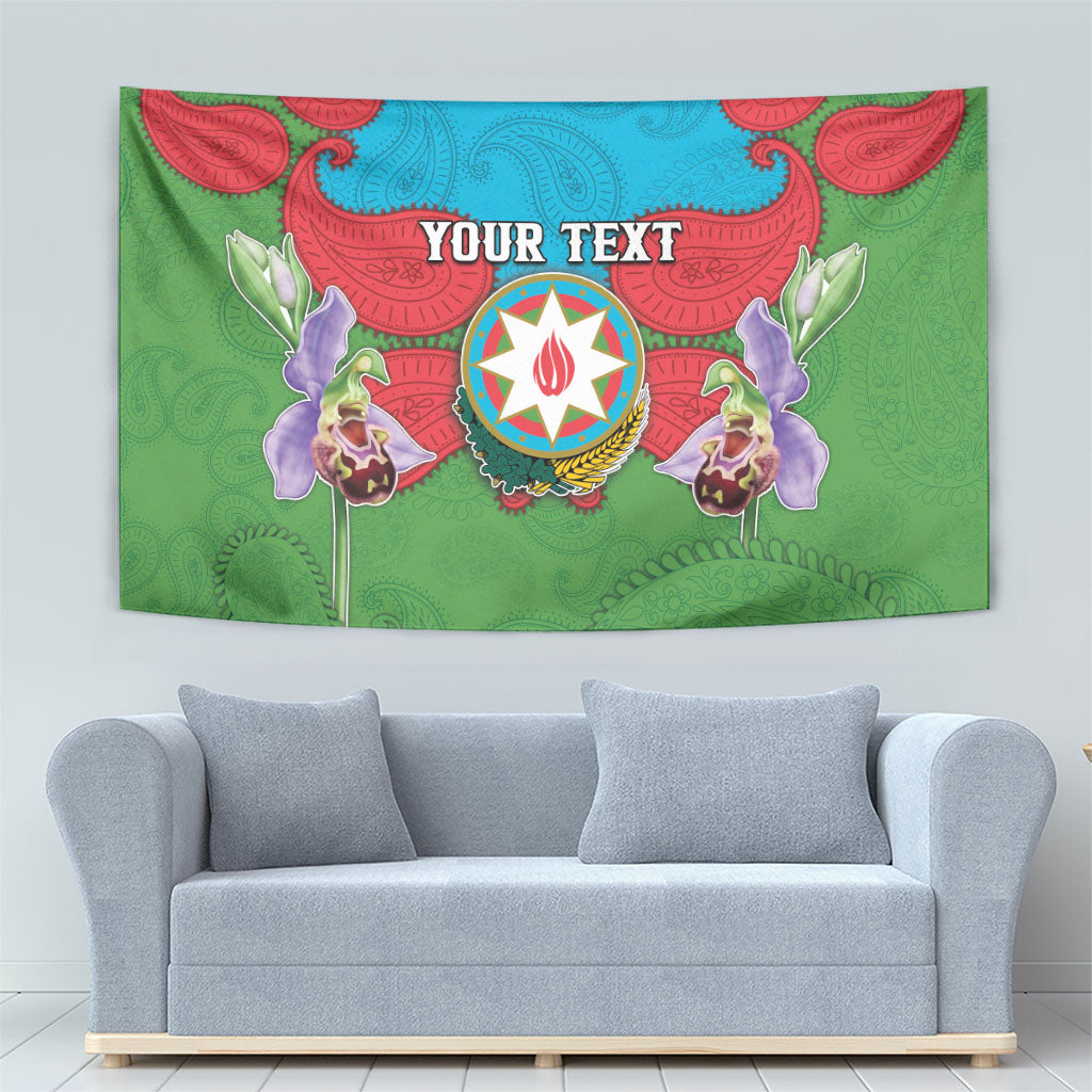 Personalized Azerbaijan Tapestry Khari Bulbul Buta Pattern Emblem Flame