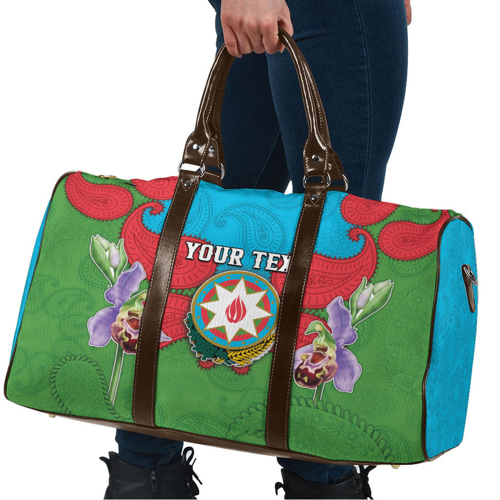 Personalized Azerbaijan Travel Bag Khari Bulbul Buta Pattern Emblem Flame