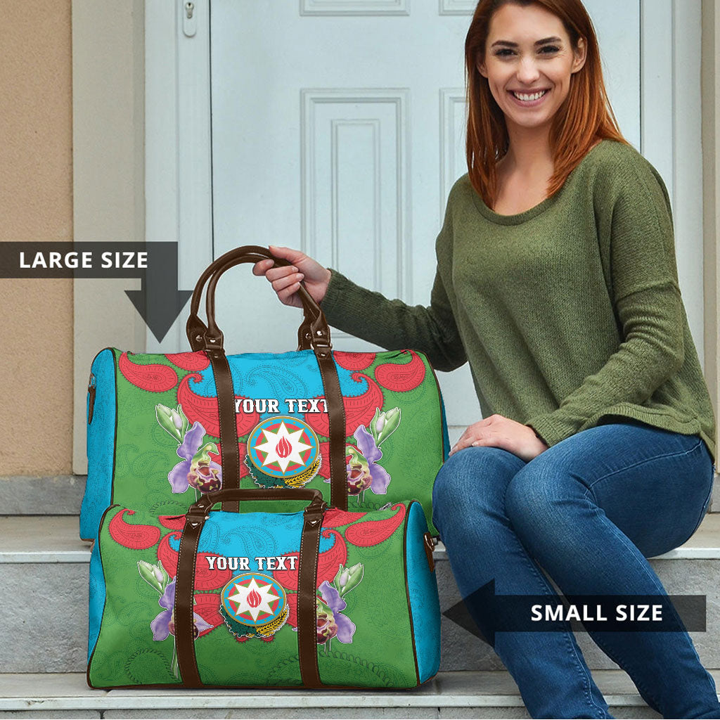 Personalized Azerbaijan Travel Bag Khari Bulbul Buta Pattern Emblem Flame