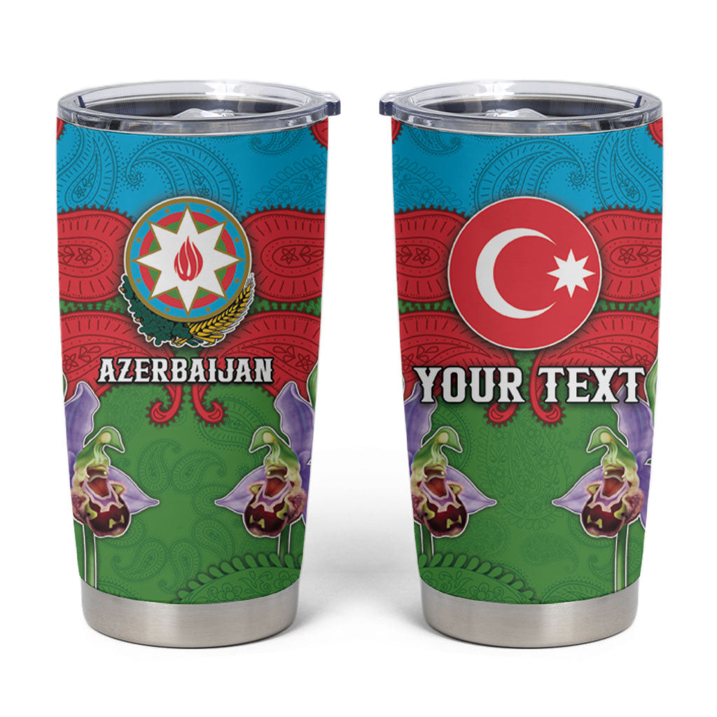Personalized Azerbaijan Tumbler Cup Khari Bulbul Buta Pattern Emblem Flame