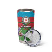 Personalized Azerbaijan Tumbler Cup Khari Bulbul Buta Pattern Emblem Flame
