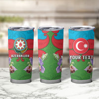 Personalized Azerbaijan Tumbler Cup Khari Bulbul Buta Pattern Emblem Flame
