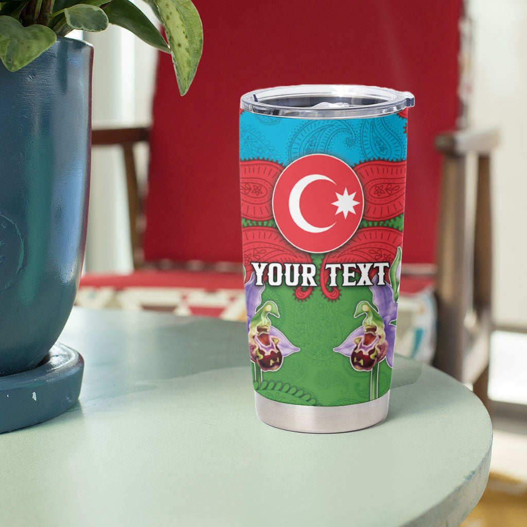 Personalized Azerbaijan Tumbler Cup Khari Bulbul Buta Pattern Emblem Flame