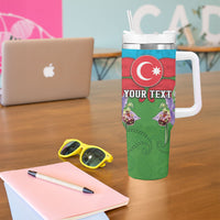 Personalized Azerbaijan Tumbler With Handle Khari Bulbul Buta Pattern Emblem Flame