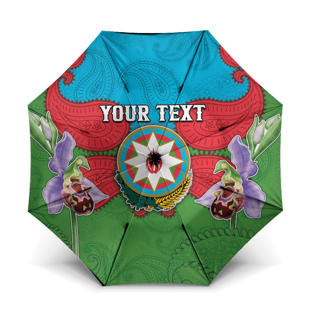 Personalized Azerbaijan Umbrella Khari Bulbul Buta Pattern Emblem Flame